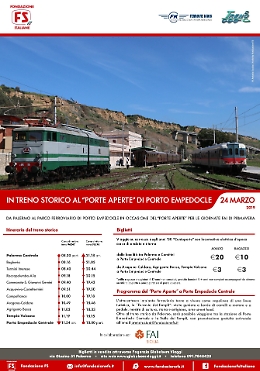 Un treno storico da Palermo a Porto Empedocle per le giornate Fai di Primavera