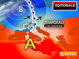 Meteo: in peggioramento al Nord con temporali e forte vento, al Sud coda d'estate
