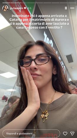 Giulia Salemi smemorata vola alle nozze di Aurora Ramazzotti, ma l&rsquo;abito resta a Milano