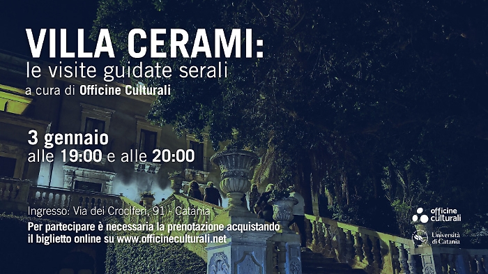 Notte a Villa Cerami: visite guidate tra saloni, volte e giardini