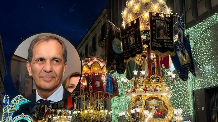 Sant'Agata fra i ritardi e il "caso candelore", ma la festa rimane emozione. Trantino: &laquo;Se l'anno prossimo non facessimo i fuochi del Borgo?&raquo;